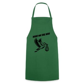 Expectant mother Stork brings the beautiful news - Cooking Apron - green - Front - AI Model Male 185 dark (185cm)