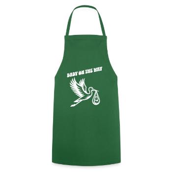 Expectant mother Stork brings the beautiful news - Cooking Apron - green - Front - AI Model Male 185 dark (185cm)