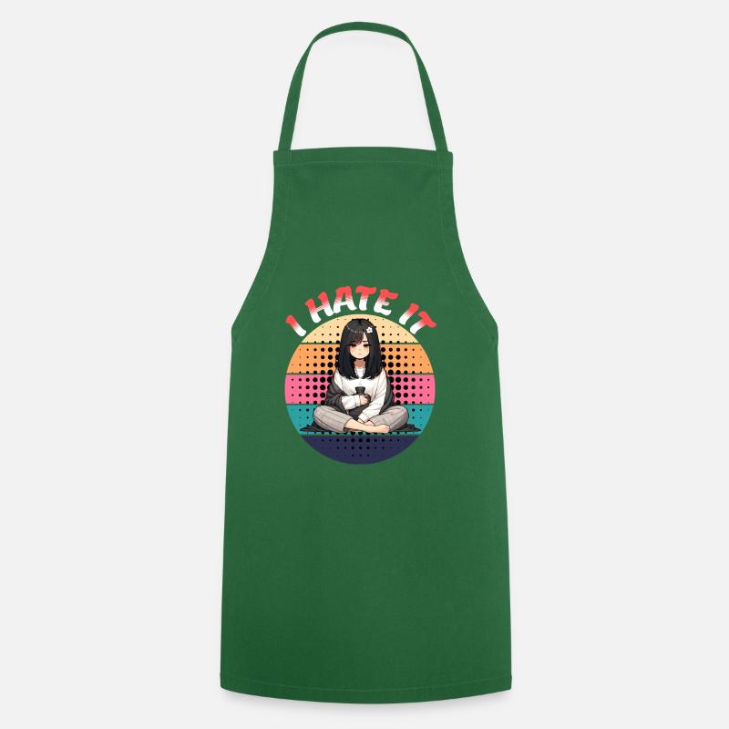 I Hate It Period Menstrual Comic - Cooking Apron - green