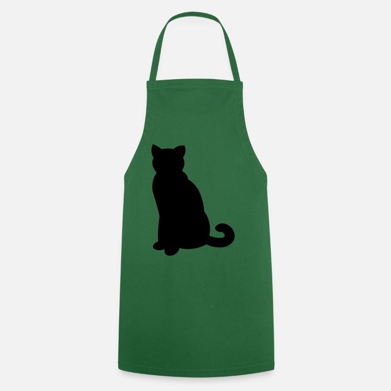 Chat noir simple - chat noir simple - Tablier de cuisine - vert foncé