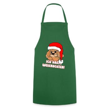 Comicstyle Pudelmotiv - Weihnachten ohne mich - Kochschürze - Grün - Vorne - AI Model Male 185 dark (185cm)