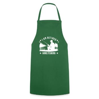 I am Retired - Gone fishing - Fisherman Silhouette - Cooking Apron - green - Front - AI Model Male 185 dark (185cm)