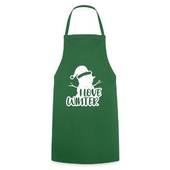 J’aime l’hiver, la neige, le froid et le bonhomme de neige - Tablier de cuisine - vert foncé - Devant - AI Model Male 185 dark (185cm)