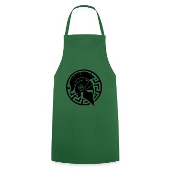 Symbole casque spartiate - Tablier de cuisine - vert foncé - Devant - AI Model Male 185 dark (185cm)