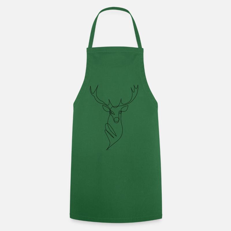 one line drawing cerf - Tablier de cuisine - vert foncé
