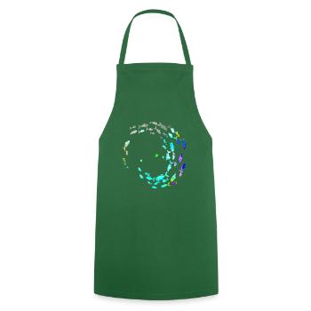 School of fish,fish,painting,graffiti,bright colors - Cooking Apron - green - Front - AI Model Male 185 dark (185cm)