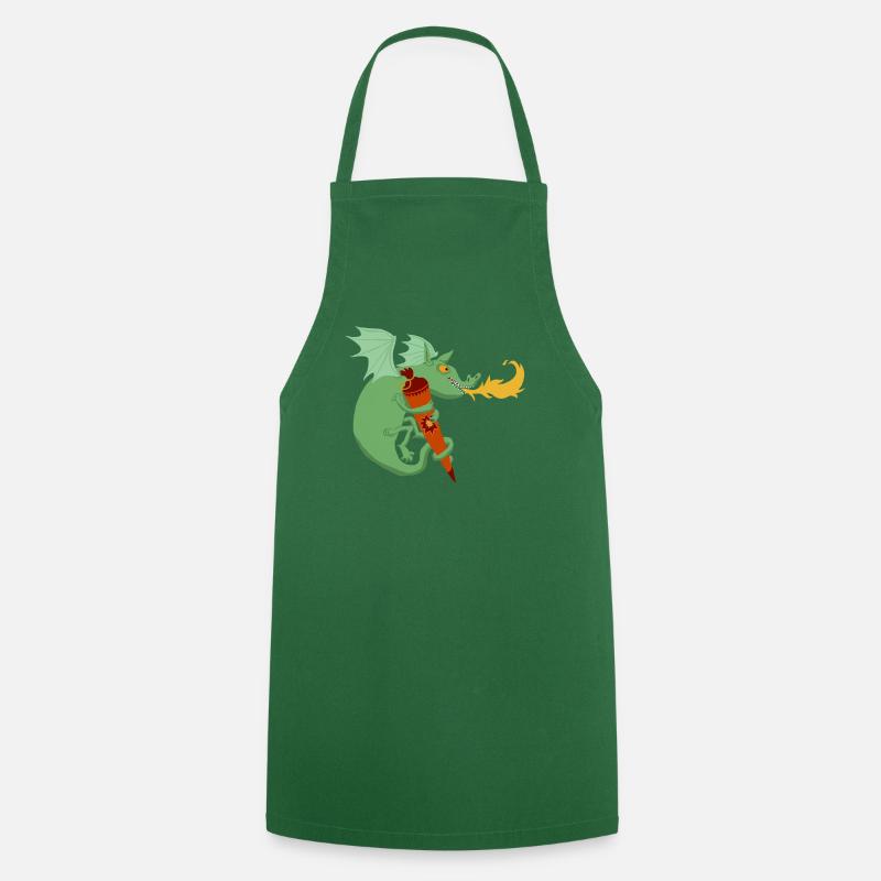 Dragon with school cone - Cooking Apron - green