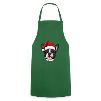 Tête de chien bouledogue français Noël Noël - Tablier de cuisine - vert foncé - Devant - AI Model Male 185 dark (185cm)