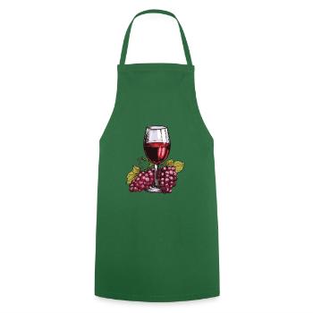 Verre à vin Raisins Vin - Tablier de cuisine - vert foncé - Devant - AI Model Male 185 dark (185cm)