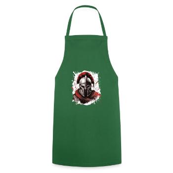 Casque Spartiate Guerrier Tête de Sparte - Tablier de cuisine - vert foncé - Devant - AI Model Male 185 dark (185cm)