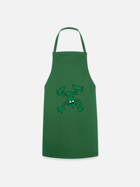 Grenouille, des grenouilles, vert, sautent, - Tablier de cuisine - vert foncé