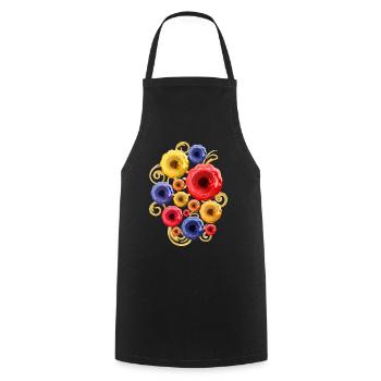 Colorful Flowers (Watercolors) - Cooking Apron - black - Front - AI Model Male 185 dark (185cm)