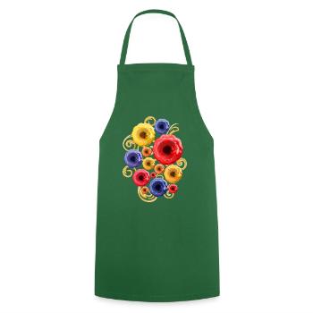 Bunte Blumen (Wasserfarben) - Kochschürze - Grün - Vorne - AI Model Male 185 dark (185cm)
