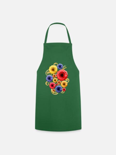 Bunte Blumen (Wasserfarben) - Kochschürze - Grün