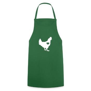 Chicken rooster with heart for bird lovers and - Cooking Apron - green - Front - AI Model Male 185 dark (185cm)