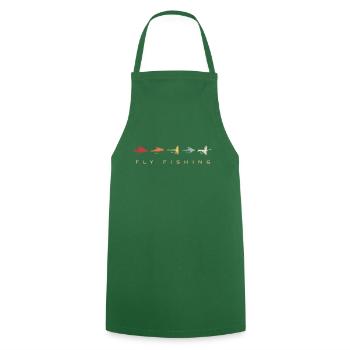 Pêche à la mouche Pêche pêche Pêche Rétro Pêche - Tablier de cuisine - vert foncé - Devant - AI Model Male 185 dark (185cm)