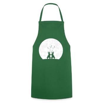 Heart Rabbit Rabbit Ladies Moon Love Rabbits - Cooking Apron - green - Front - AI Model Male 185 dark (185cm)