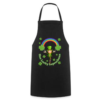 Un Leprechuan chanceux - Tablier de cuisine - noir - Devant - AI Model Male 185 dark (185cm)