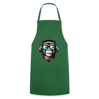 Animal Print T-Shirt Design Monkey with Headphones - Cooking Apron - green - Front - AI Model Male 185 dark (185cm)