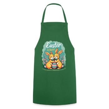 Pâques est là – Doux lapins de Pâques avec œuf de Pâques - Tablier de cuisine - vert foncé - Devant - AI Model Male 185 dark (185cm)
