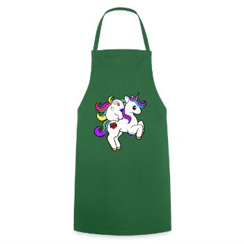 Ignaz sur la licorne | Cochons d’Inde | Licorne - Tablier de cuisine - vert foncé - Devant - AI Model Male 185 dark (185cm)