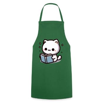 Süße kawaii Katze die ein Buch liest - Kochschürze - Grün - Vorne - AI Model Male 185 dark (185cm)