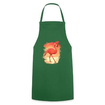 Flamant rose au coucher du soleil - Tablier de cuisine - vert foncé - Devant - AI Model Male 185 dark (185cm)