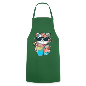 Cat love in cocktail style - Cooking Apron - green - Front - AI Model Male 185 dark (185cm)