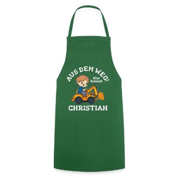 Christian Vorname Bagger - Kochschürze - Grün - Vorne - AI Model Male 185 dark (185cm)