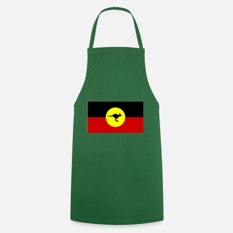 Drapeau aborigène avec kangourou - Tablier de cuisine - vert foncé