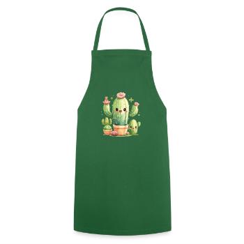 Famille de cactus joyeuse - Tablier de cuisine - vert foncé - Devant - AI Model Male 185 dark (185cm)