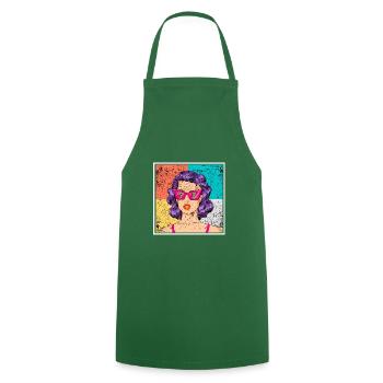 Pop art women hustler - Cooking Apron - green - Front - AI Model Male 185 dark (185cm)