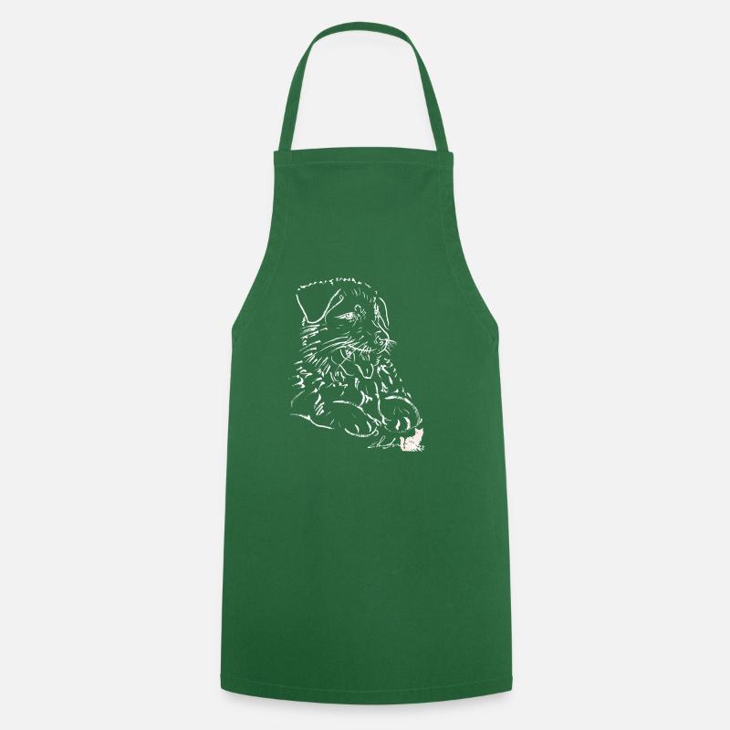 German Shepherd puppy WHITE - Cooking Apron - green