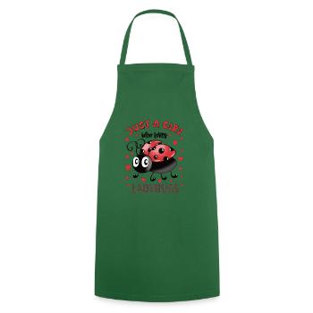 JUST A GIRL WHO LOVES LADYBUGS - Cooking Apron - green - Front - AI Model Male 185 dark (185cm)
