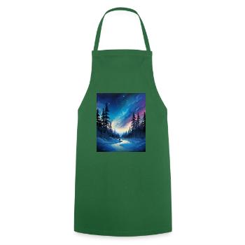 Wikinger: eiskalte Polarnacht mit Nordlichtern - Cooking Apron - green - Front - AI Model Male 185 dark (185cm)