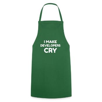 Ingénieur QA Drôle je fais pleurer les développeurs tee design tee - Tablier de cuisine - vert foncé - Devant - AI Model Male 185 dark (185cm)