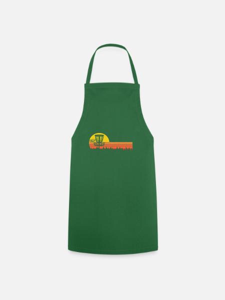 Sunset Frisbee Vintage Disc Golf Ultimate - Cooking Apron - green