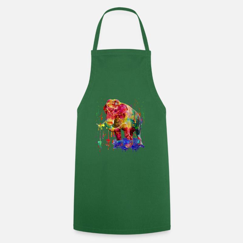 Colorful elephant, elephant - Cooking Apron - green