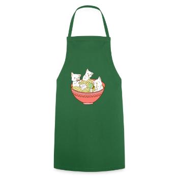 Kawaii Anime Cat Japanese Ramen Noodles - Cute - Cooking Apron - green - Front - AI Model Male 185 dark (185cm)