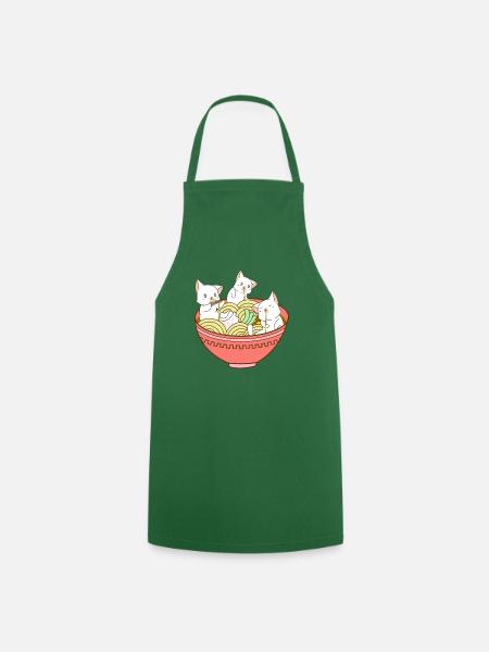 Kawaii Anime Cat Japanese Ramen Noodles - Cute - Forklæde - grøn