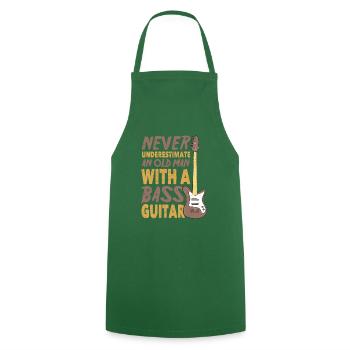 Never Understimate An Old Man With A Bass Guitar - Tablier de cuisine - vert foncé - Devant - AI Model Male 185 dark (185cm)