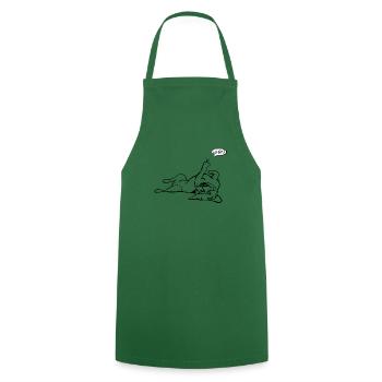 Dog Bulldog Statement Saying - WHAT? - Dog - Cooking Apron - green - Front - AI Model Male 185 dark (185cm)