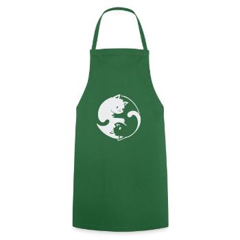 Yin Yang Katzen Design - Kochschürze - Grün - Vorne - AI Model Male 185 dark (185cm)