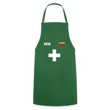 Retro Swiss Cross Flag Switzerland Pride - Cooking Apron - green - Front - AI Model Male 185 dark (185cm)