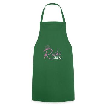 Maître Reiki Chakra Spirituel Holistique - Tablier de cuisine - vert foncé - Devant - AI Model Male 185 dark (185cm)