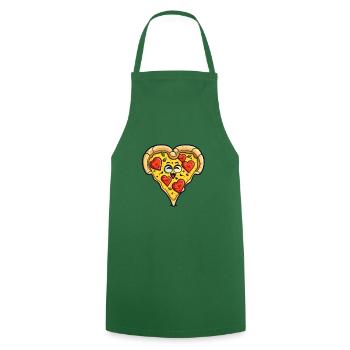 Funny Pizza Lover Heart Foodie Hilarious Cute - Cooking Apron - green - Front - AI Model Male 185 dark (185cm)