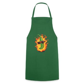 Chili Drôle de poivre Hot Épicé Food Lovers Heat - Tablier de cuisine - vert foncé - Devant - AI Model Male 185 dark (185cm)