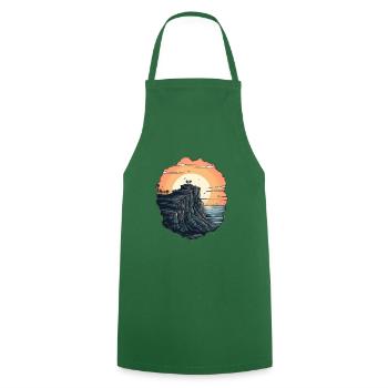 Mountains Grand Canyon Sunset Retro Hiking - Cooking Apron - green - Front - AI Model Male 185 dark (185cm)