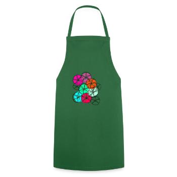 fleurs, fleur, coloré, fleurs, abstrait - Tablier de cuisine - vert foncé - Devant - AI Model Male 185 dark (185cm)