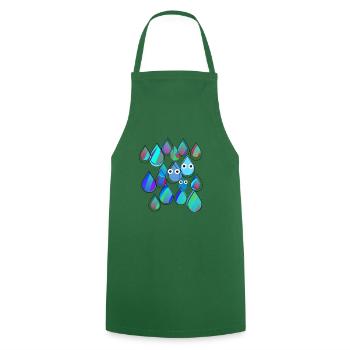 Rain, Drops, Raindrops, Colorful, Family - Cooking Apron - green - Front - AI Model Male 185 dark (185cm)